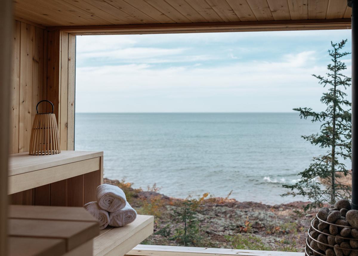 Lake Superior can be seen from inside the Superior Steam sauna.
