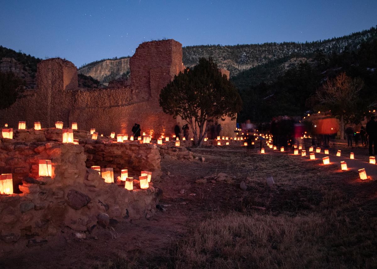 Farolitos at Jemez Historic Site