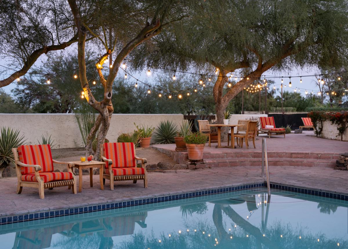 Private pool at La Casa Del Zorro in Borrego Springs, California