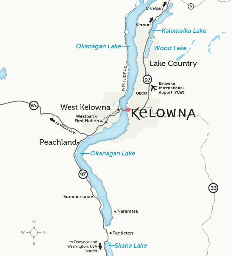 Map Of Okanagan Lake Neighbouring Communities Of Kelowna