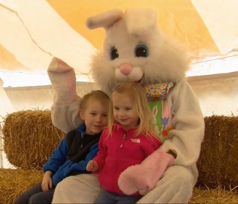 Kids with the Easter Bunny on the East Troy Train