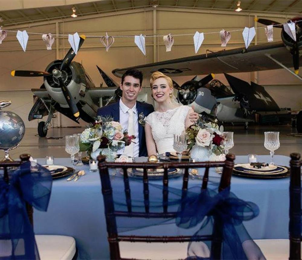 Wedding Couple Navy Hangar