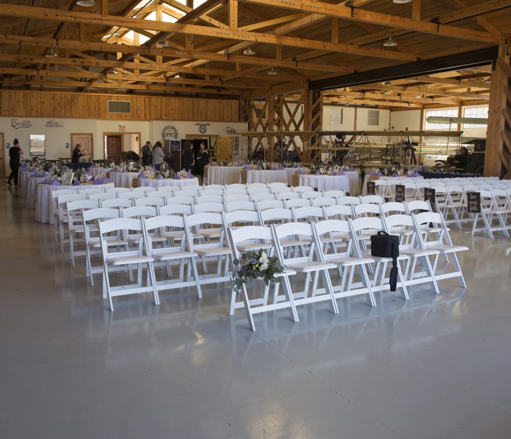 WWI Hangar Wedding Ceremony Chairs 1