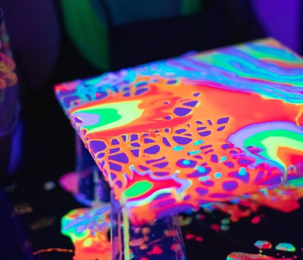 Neon GLOW Fluid Painting