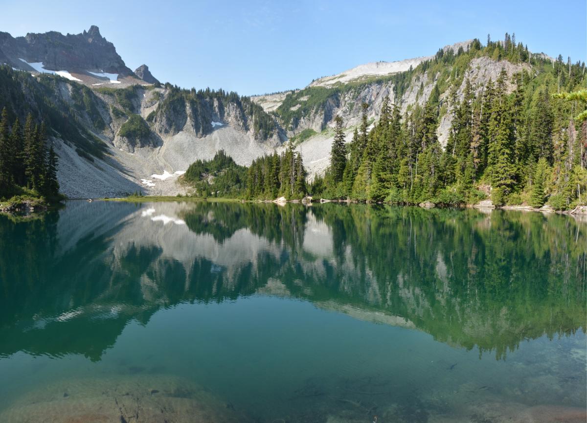 Snow Lake at Mt. Rainier with Unicorn Peak in the Distance
