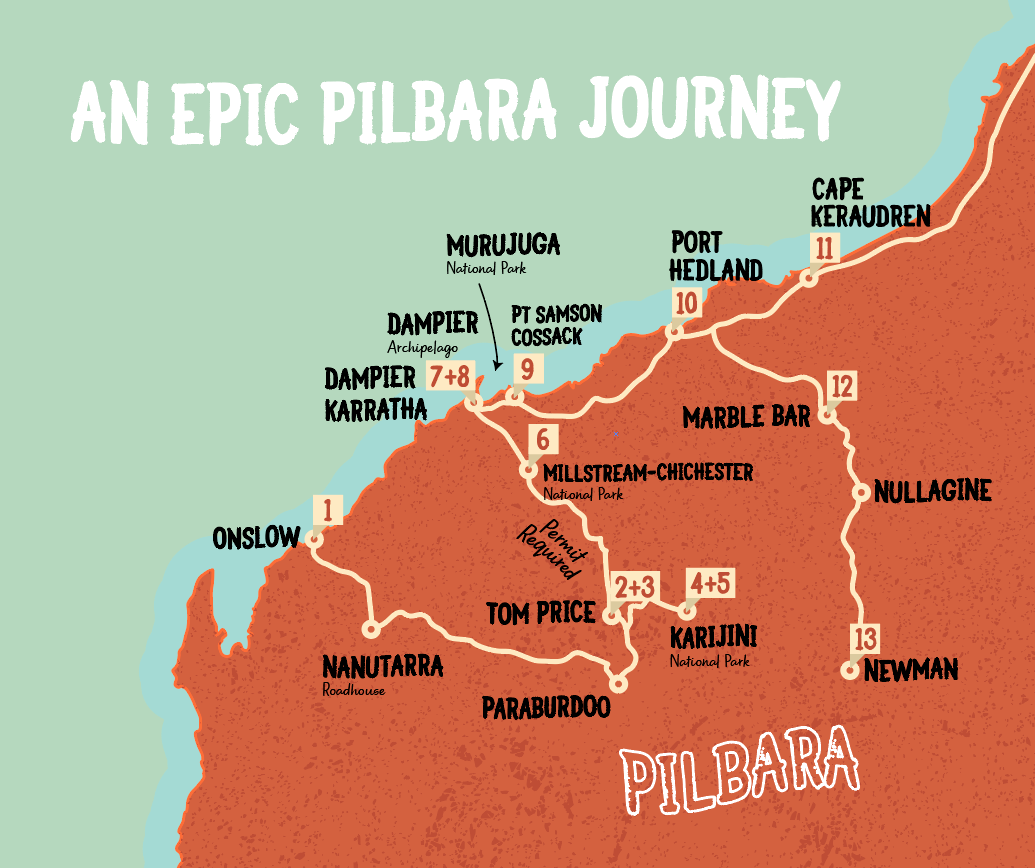 Pilbara roadtrip map