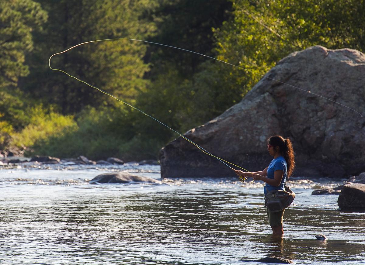 Woman Fly Fishing Poudre River