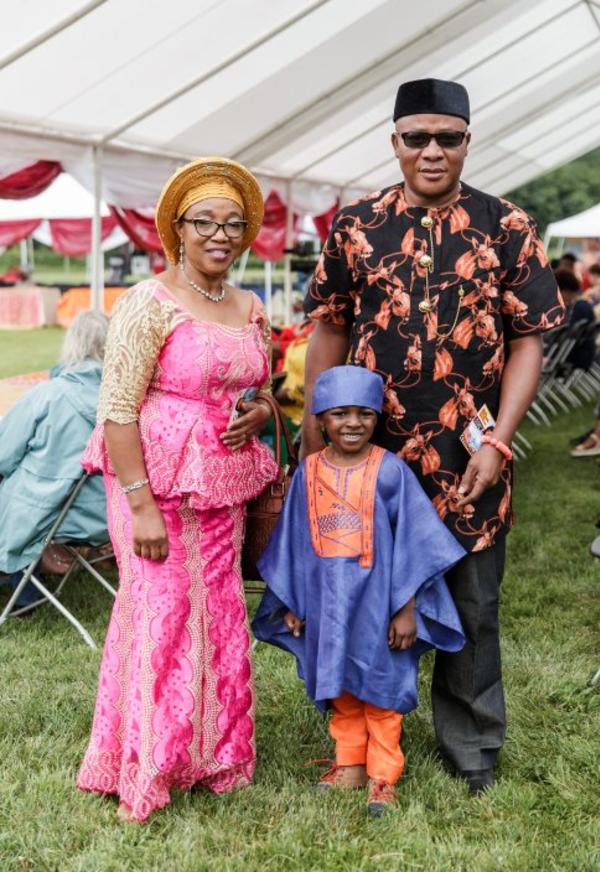 Traditionally dressed Nigerian family