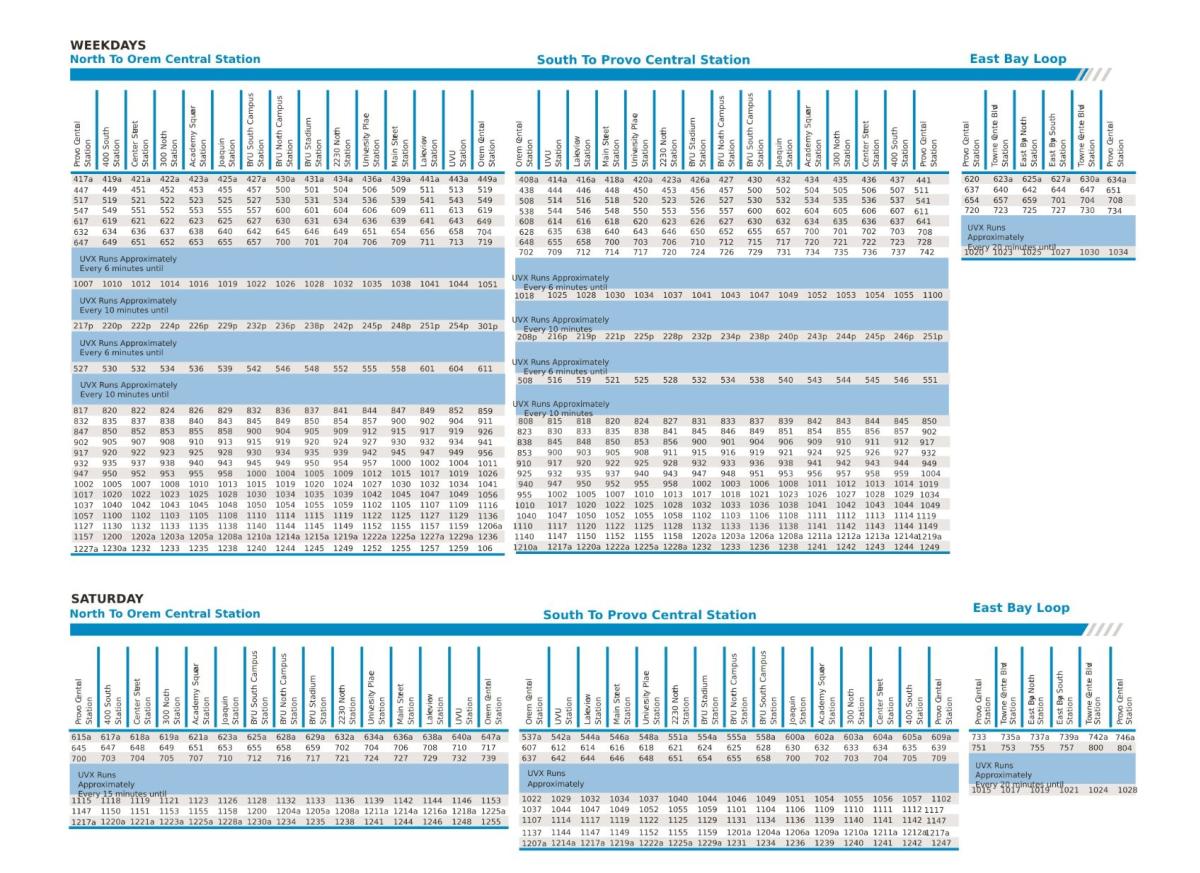 UVX Schedule