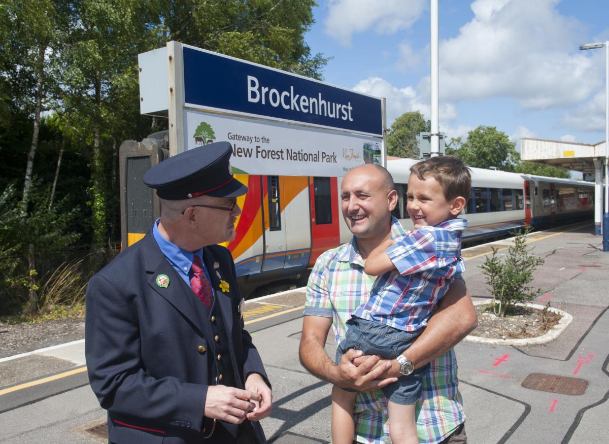 Family at Brockenhurst Train Station in the New Forest