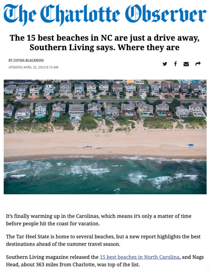 The Charlotte Observer 15 best beaches in NC just a drive away