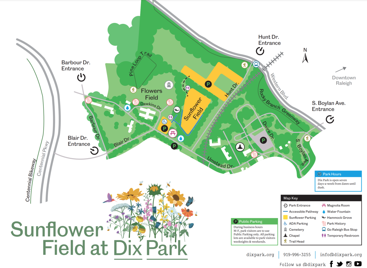 Dorothea Dix Park sunflower map