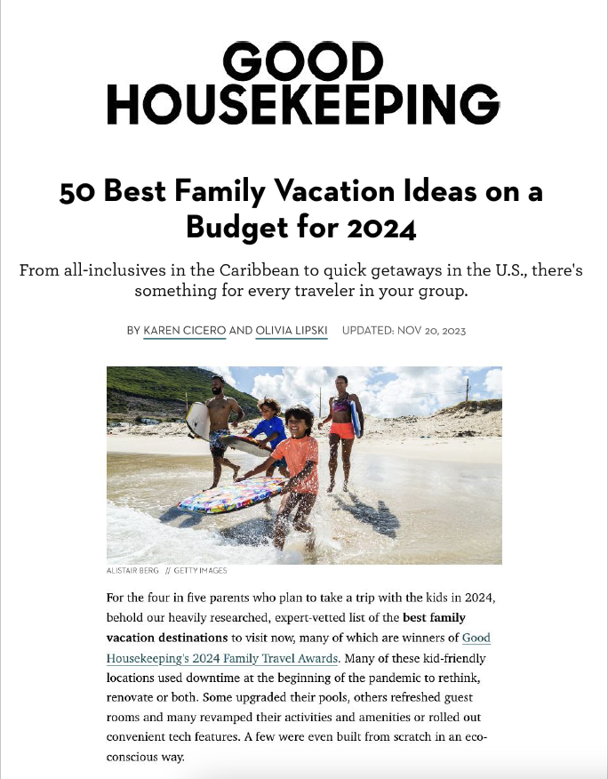 Good Housekeeping Best Family Vacation Ideas Cover