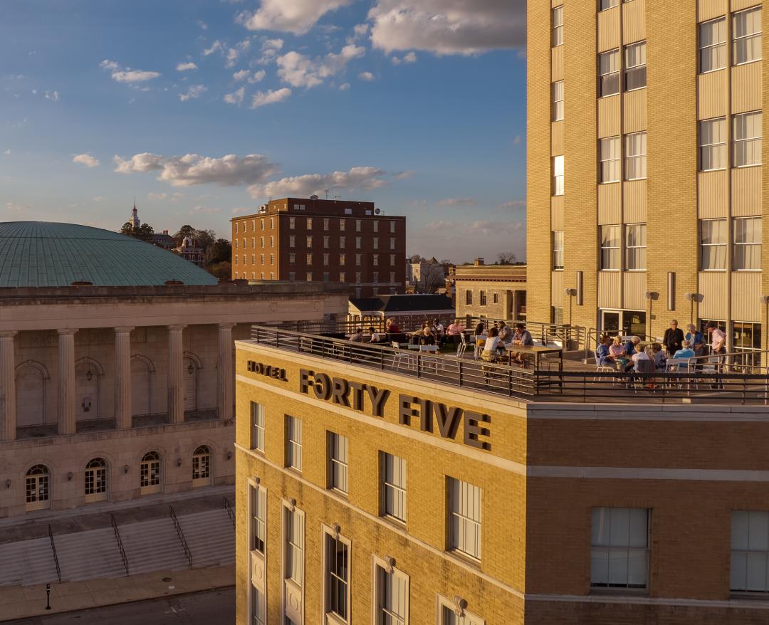 A view of the rooftop bar at Hotel Forty Five