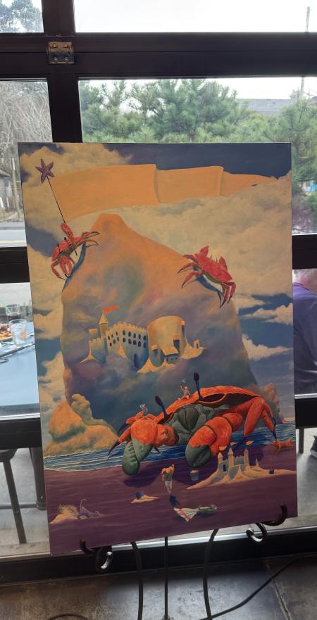 Greg Scott unveils his artwork for the 2025 Sandcastle Contest.