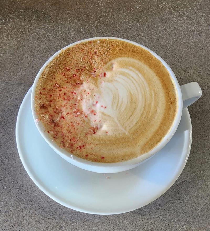 A white peppermint mocha from The Brew.