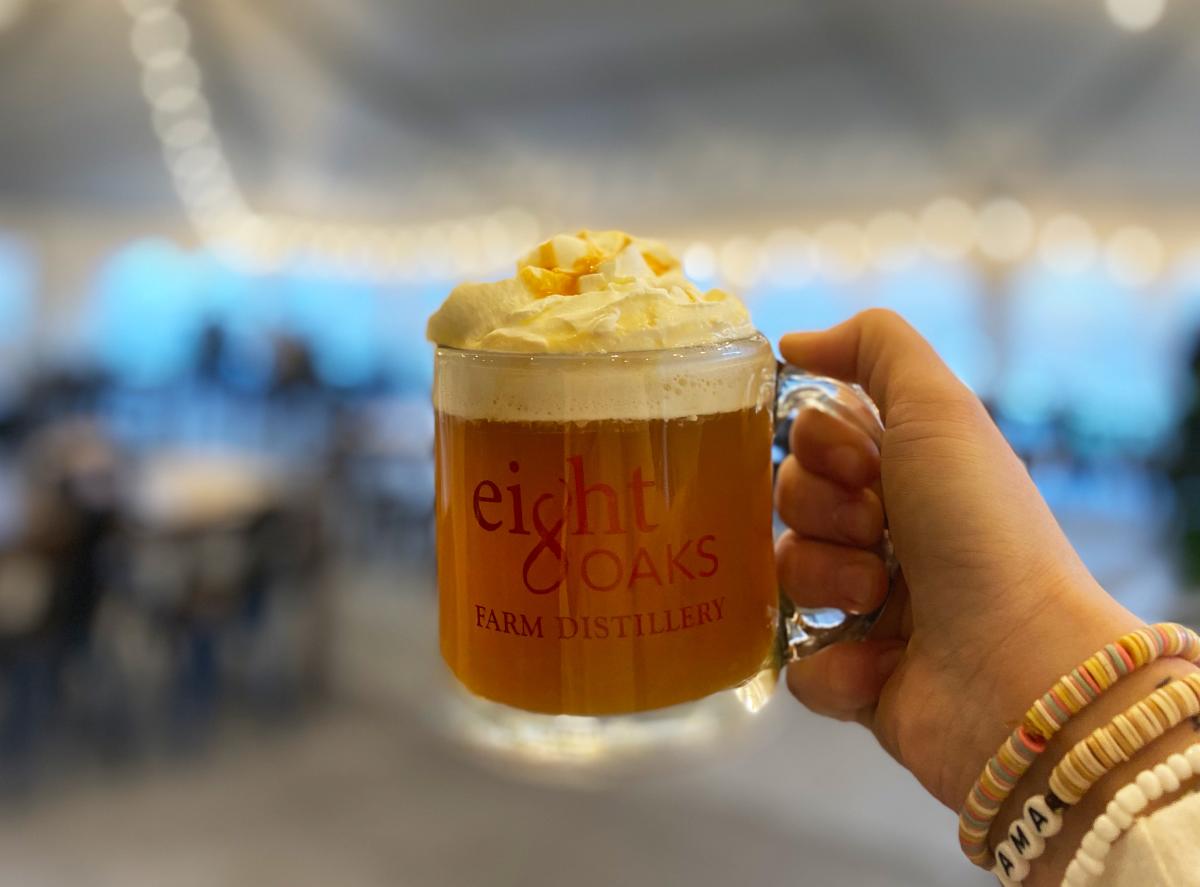 An apple hot toddy at Eight Oaks Farm Distillery in New Tripoli, PA