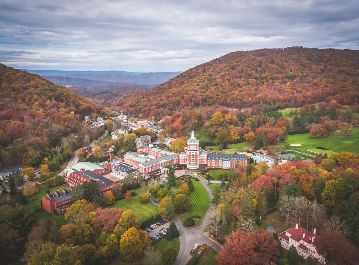 The Omni Homestead Resort Aerial in the Fall