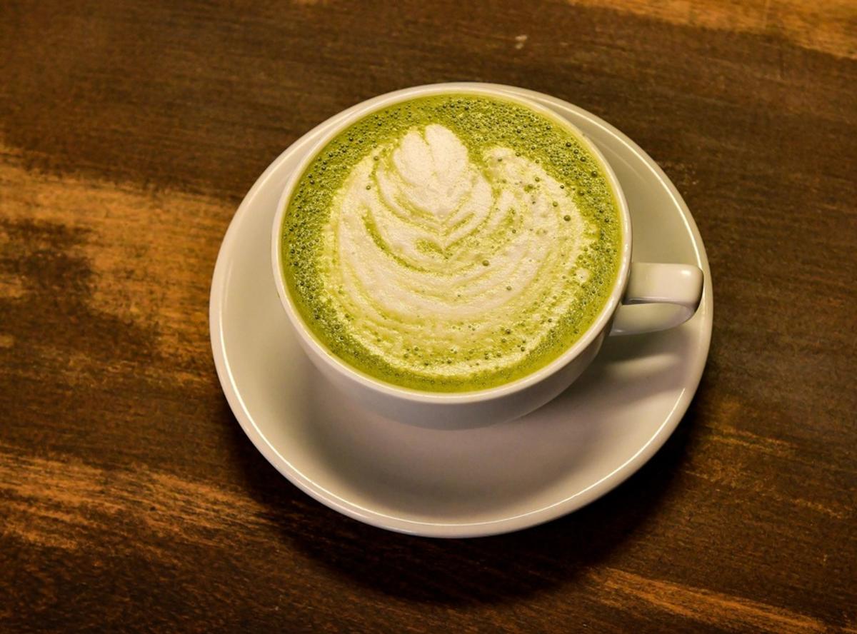 A matcha latte from The Brew.