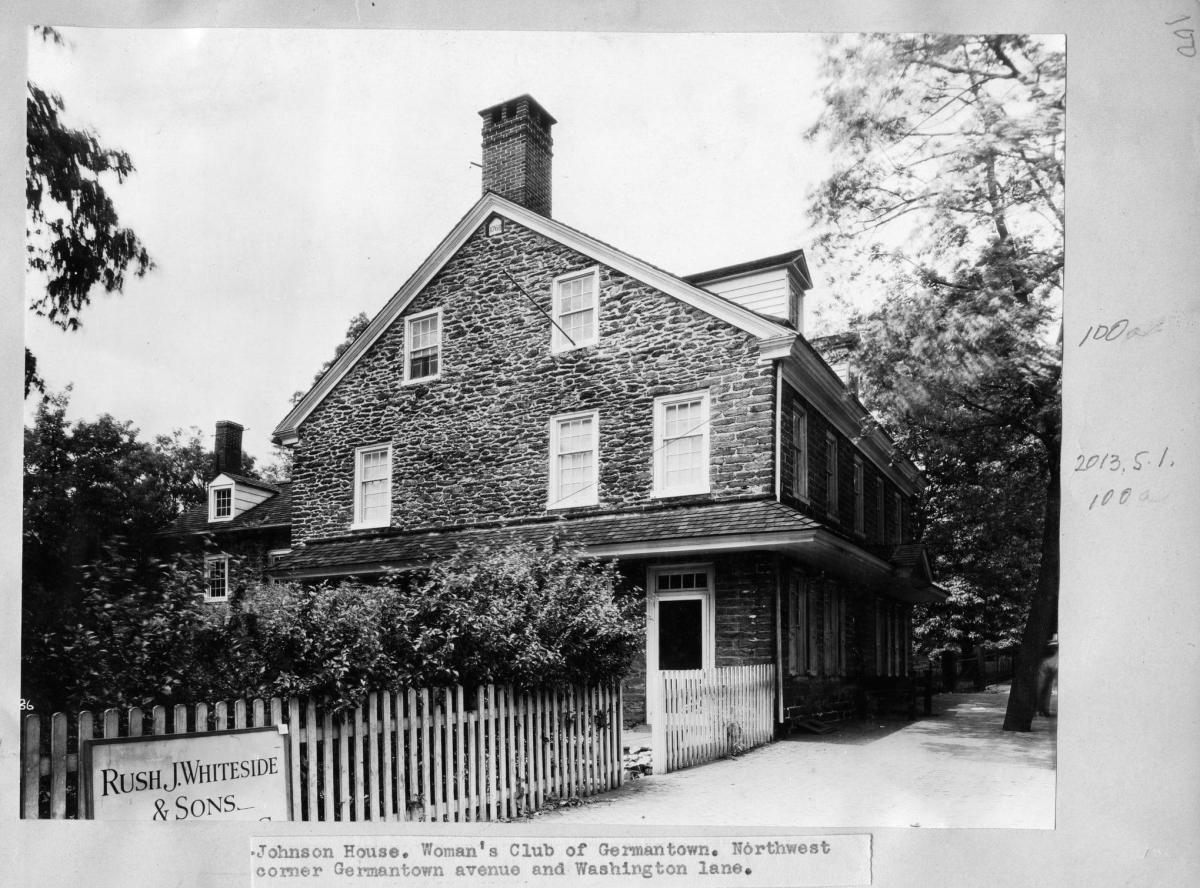 Johnson house historic site photo affixed to wall