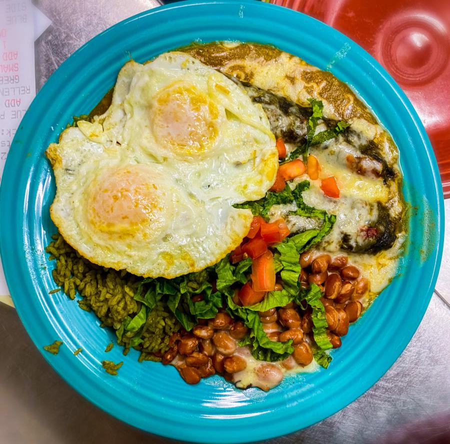 Plate of food from the Range Cafe