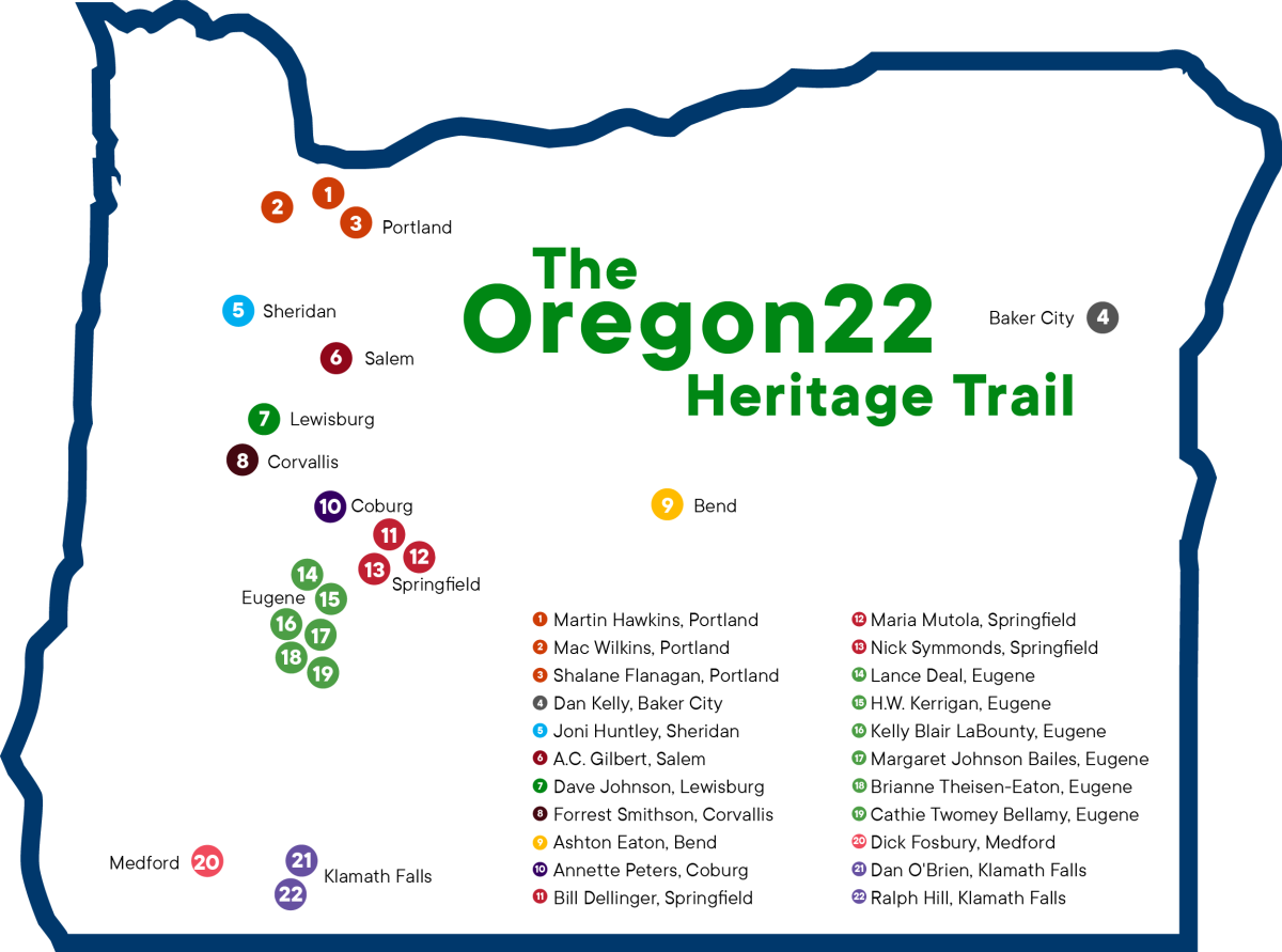 Graphic Map of the Oregon22 Heritage Trail
