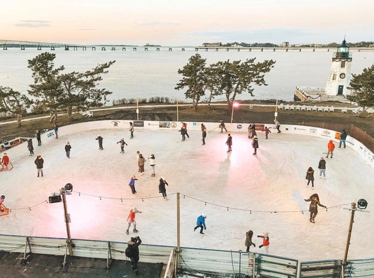 Gurney's Ice Skating Rink With People Skating