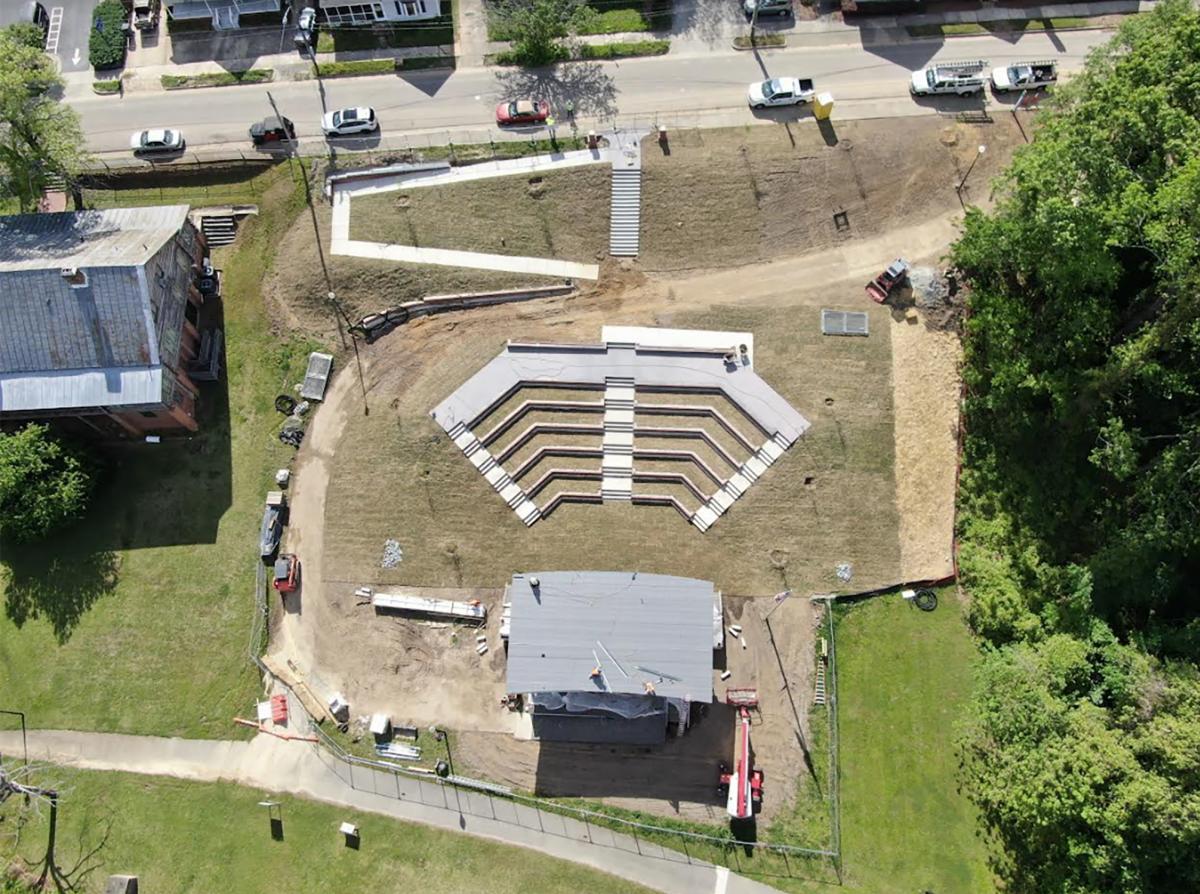 Drone Shot of Smithfield Amphitheatre Construction April 2023