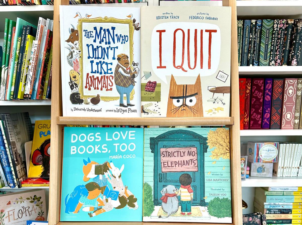 illustrated kids books on shelf