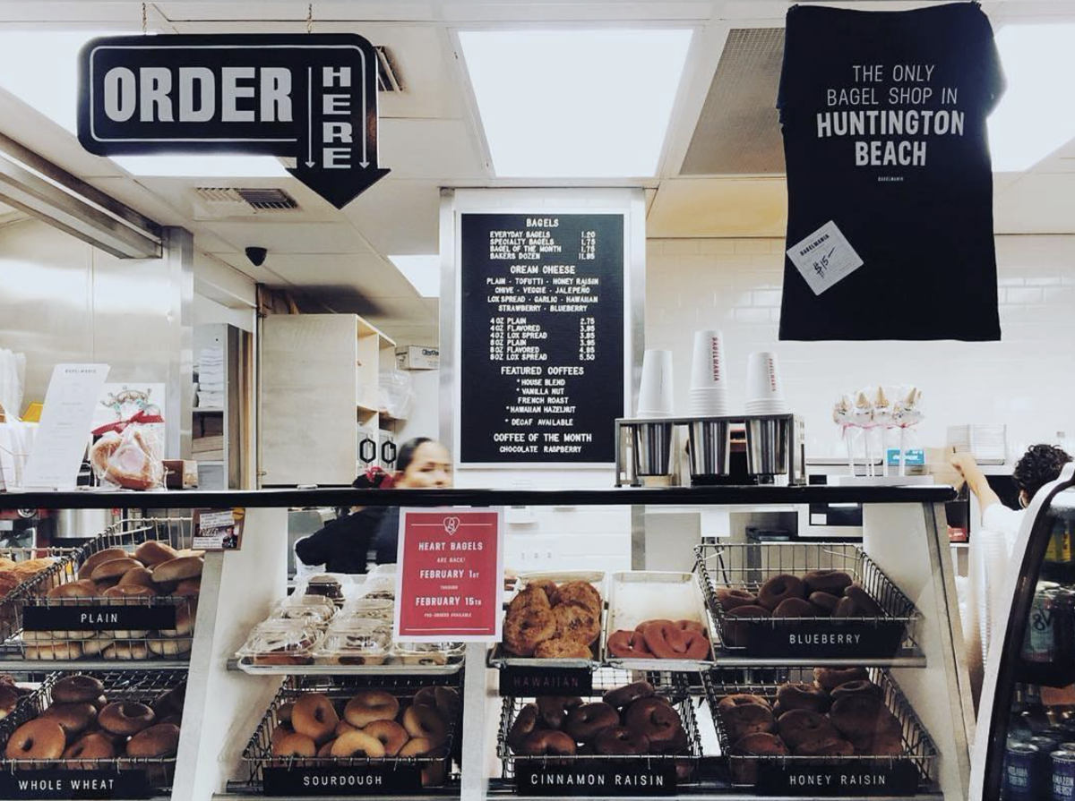 Bagelmania in Huntington Beach. Image of the ordering station in Bagelmania