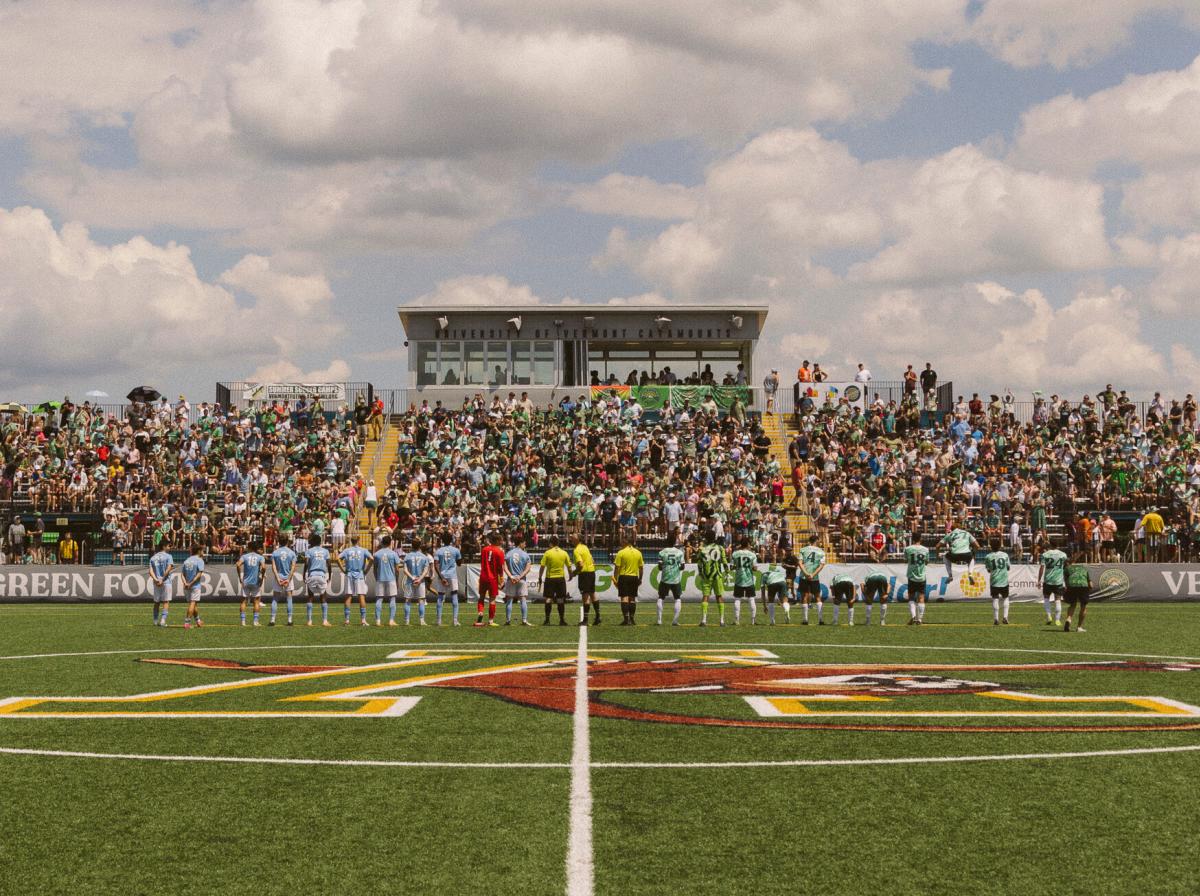 A look at a packed stadium at Virtue Field home of Vermont Green FC and the National Champion UVM Catamounts