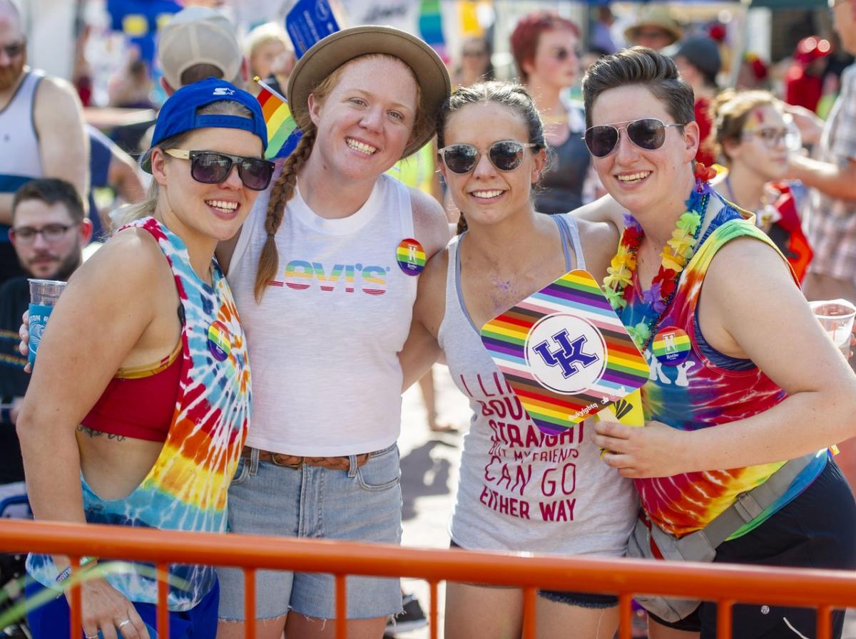 Group of friends at Lexington Pride festival.