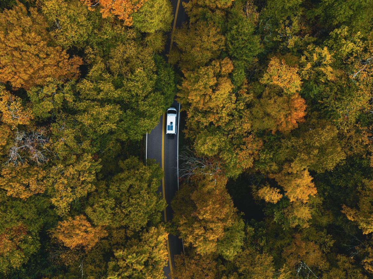 Fall foliage through the Vermont Mountains