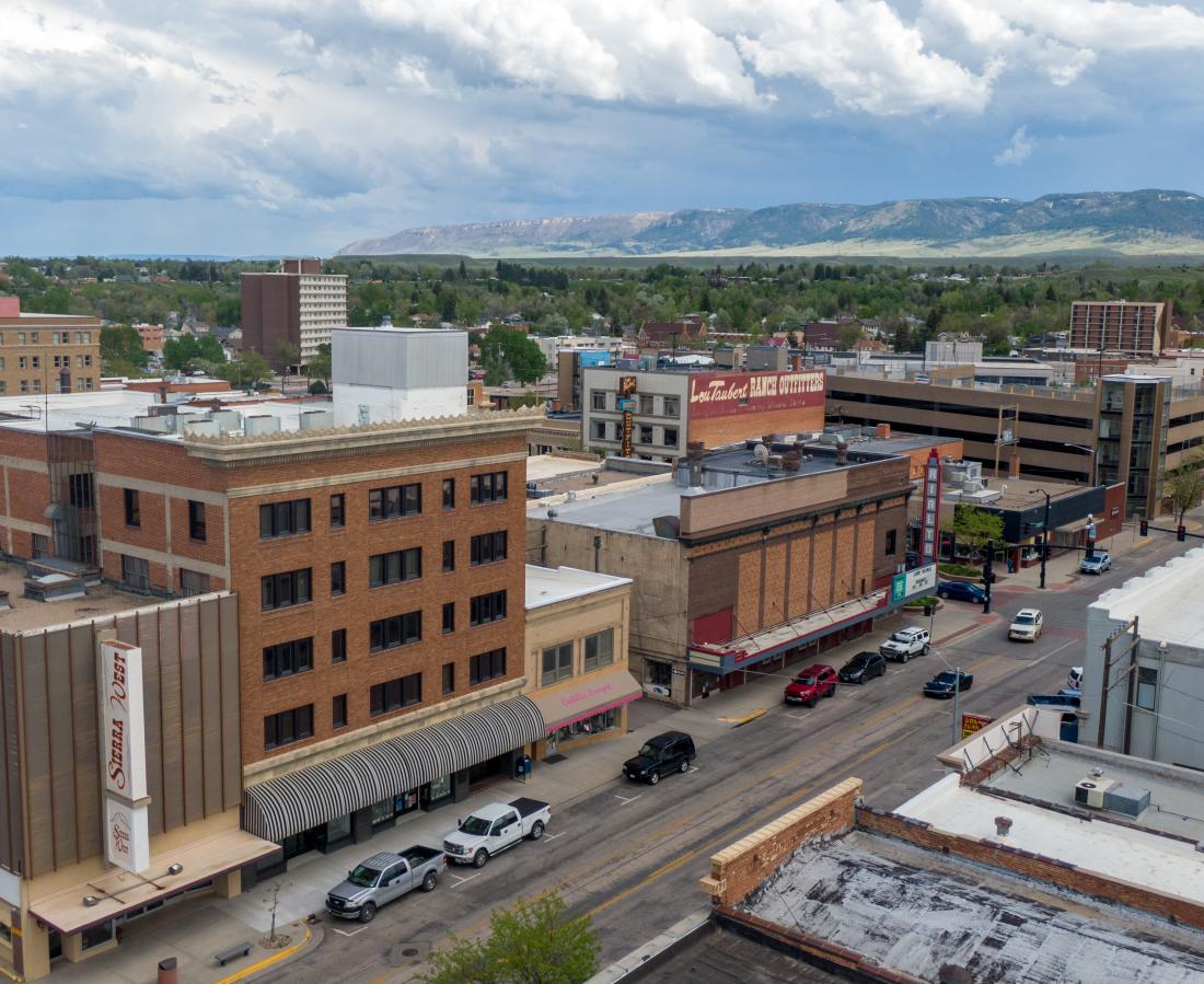 Aerial view of downtown Casper, WY