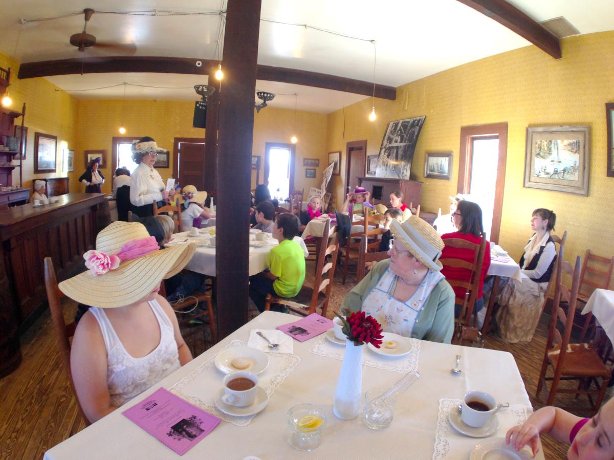 Ladies Tea inside Log Cabin Saloon at Spindletop