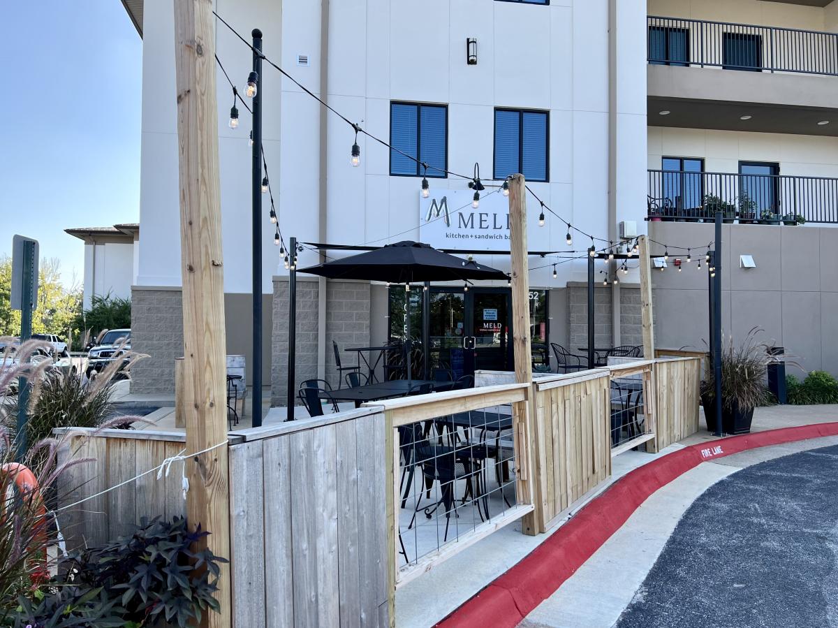 Exterior of MELD Kitchen + Sandwich Bar in Bentonville, Arkansas.