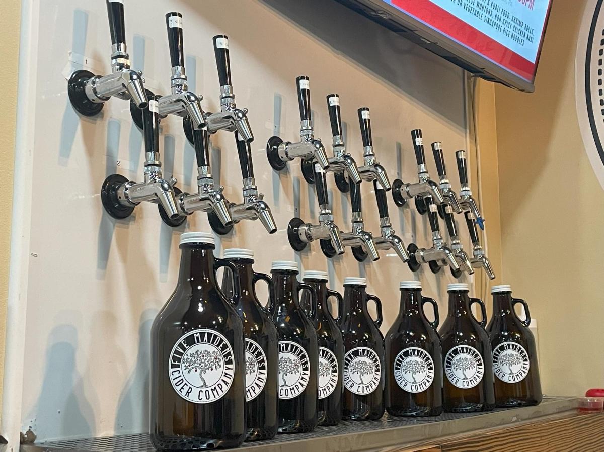 Taps and Bottles from Five Maidens Cider Company in Bethlehem, PA
