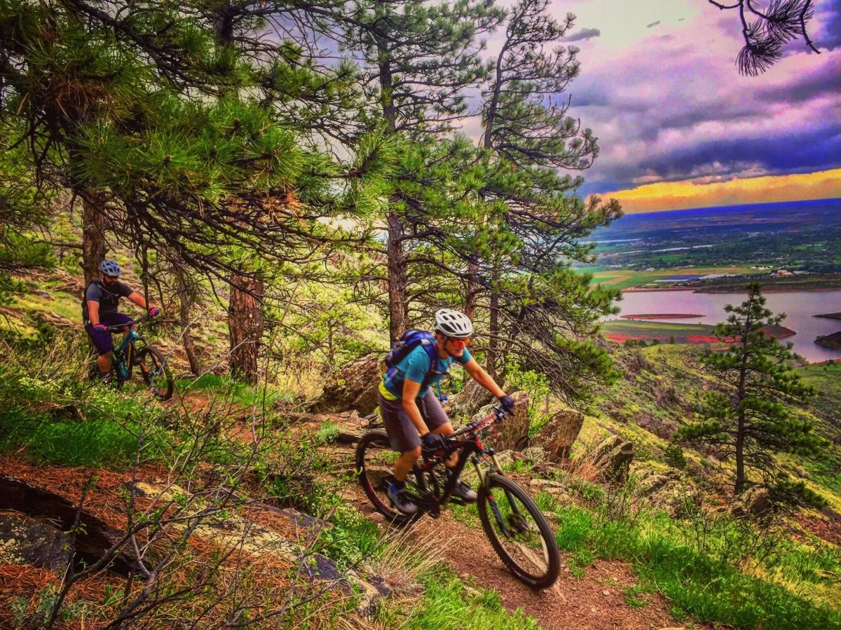 Man Mountain Biking At Horsetooth Fall In Fort Collins, CO