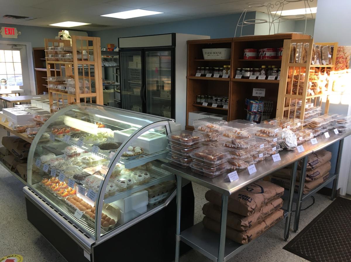 Display case of baked goods at Ed's Country Bakery