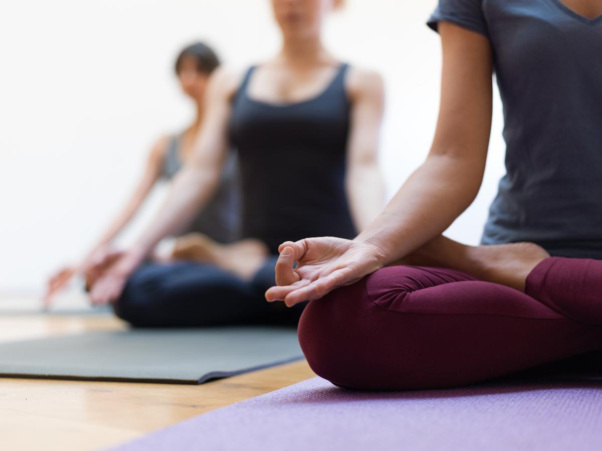 Yoga class in downtown Corning