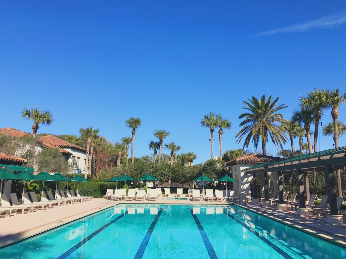 The adult pool at Sea Island is the perfect place to relax while on your Georgia beach vacation.