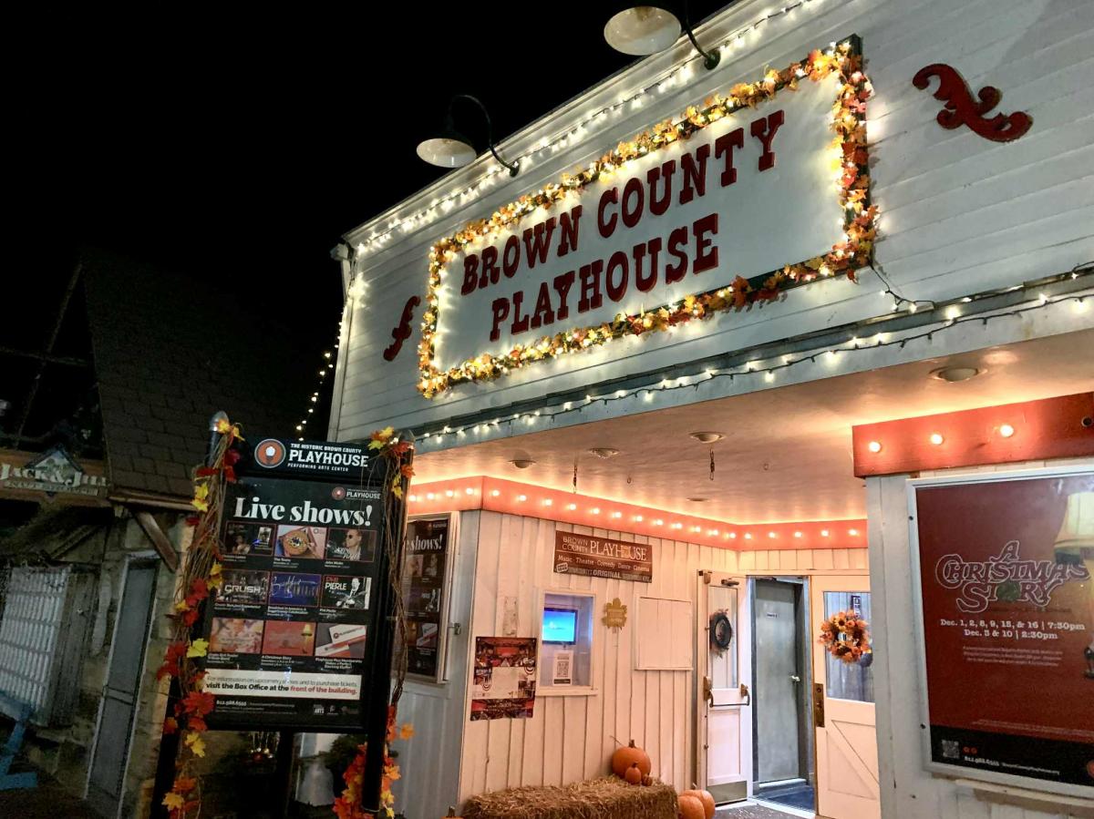 Brown County Playhouse lighted marquee