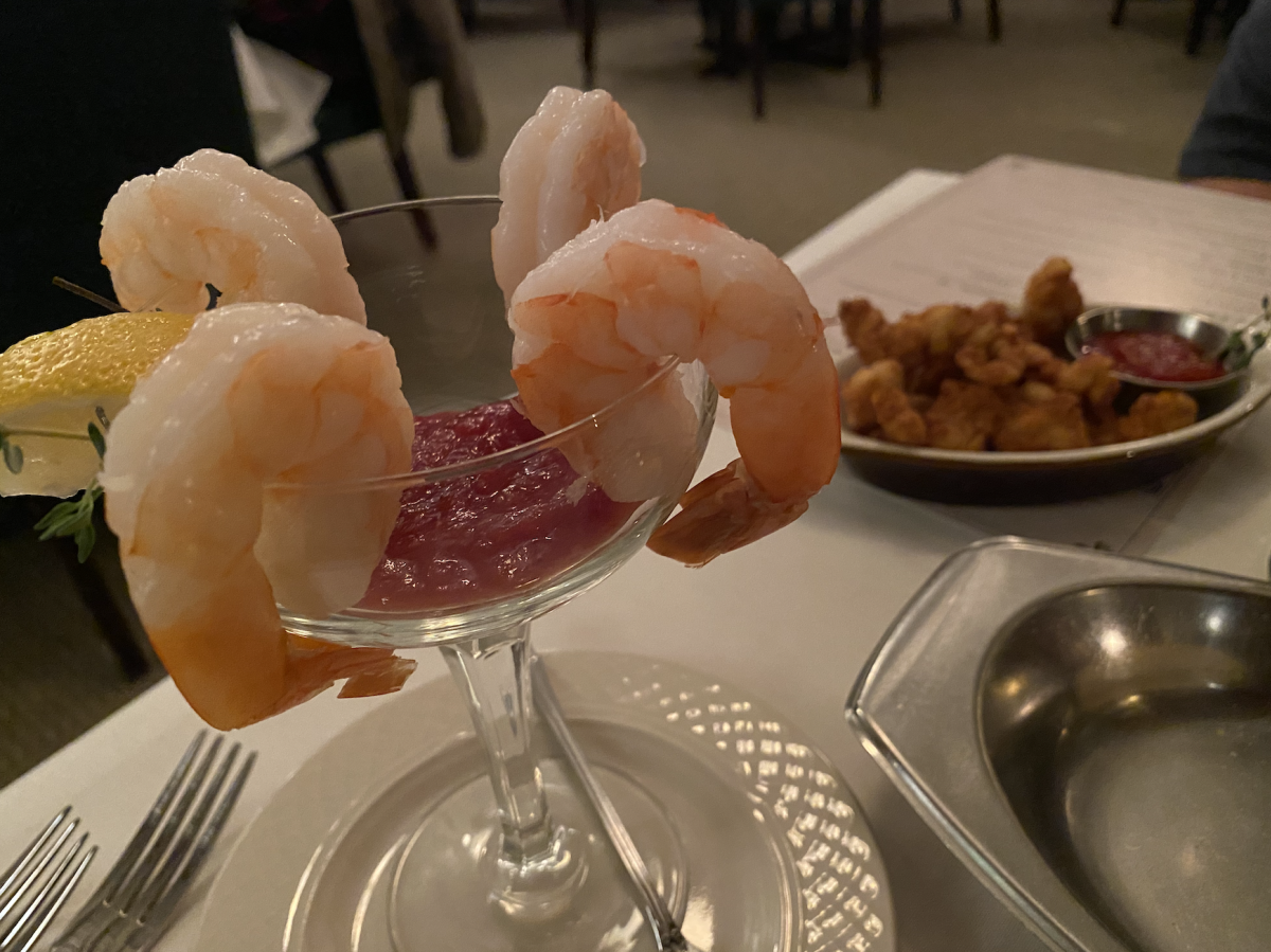 Shrimp cocktail and clam strips at Old Colonial Inn in Kentland.