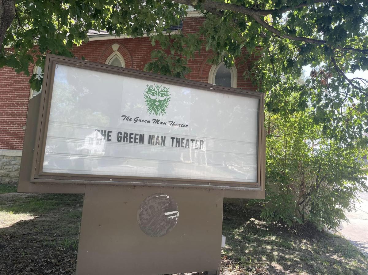 Green Man Theater Front Sign
