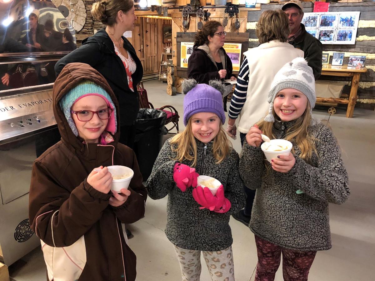 Maple syrup on ice cream is a tasty treat!