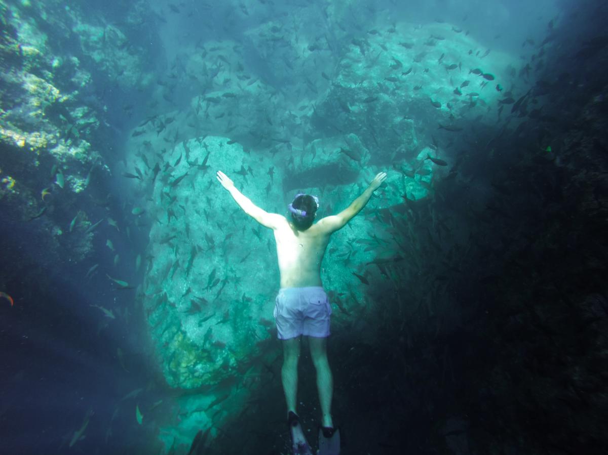 hombre nadando en las aguas de cabo pulmo