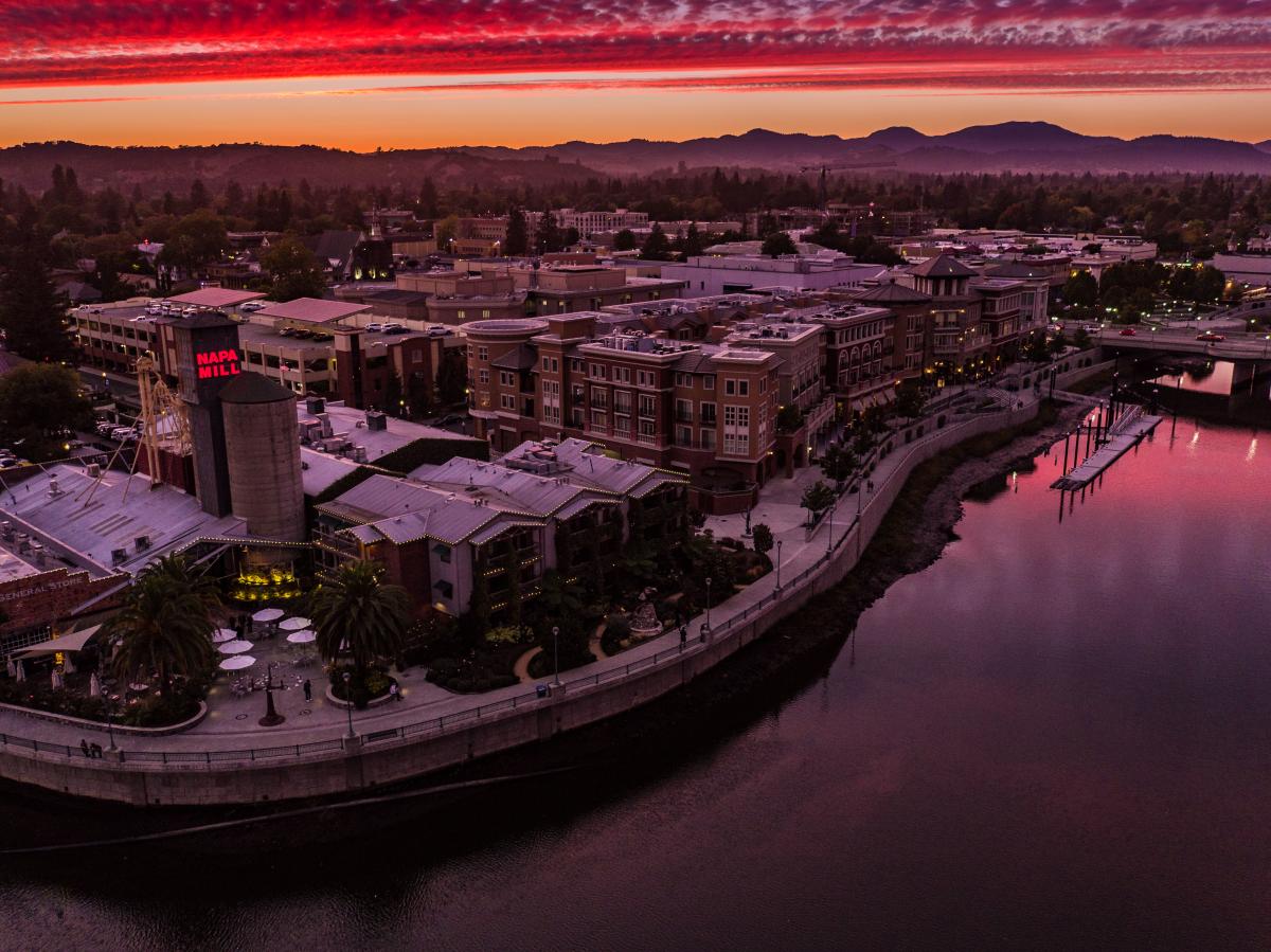 Downtown Napa Riverfront at night