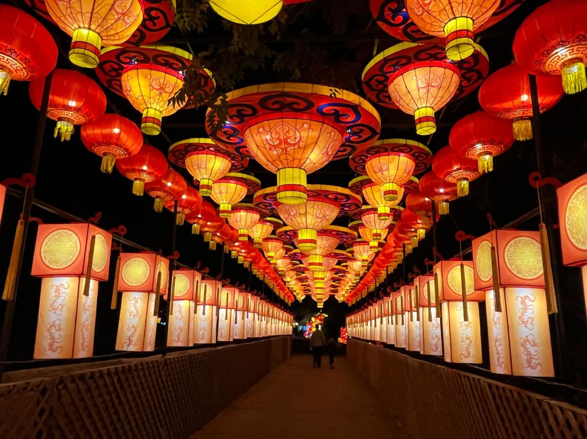 Lanterns illuminate a walkway at Sedgwick County Zoo at the WIld Lights Event