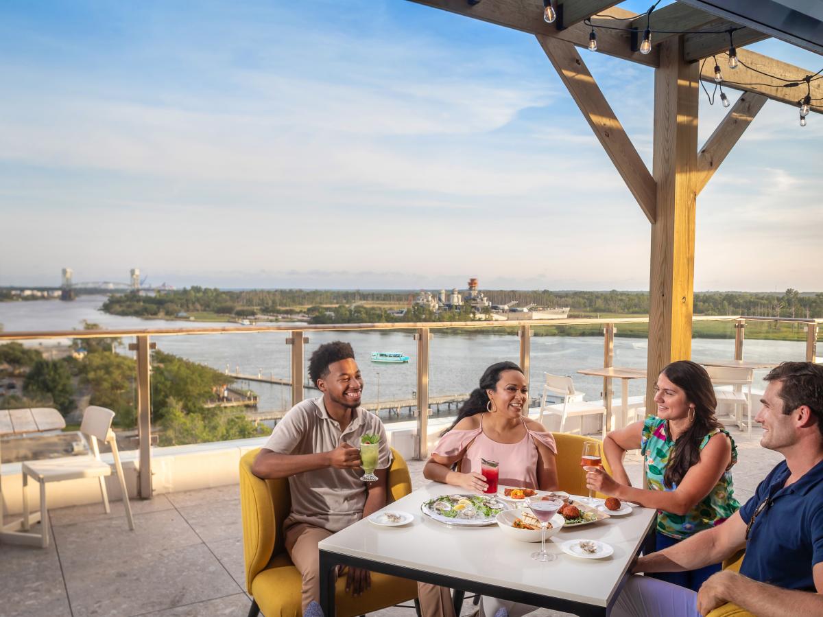 aView Bar with scenic views overlooking the Cape Fear River in Downtown Wilmington