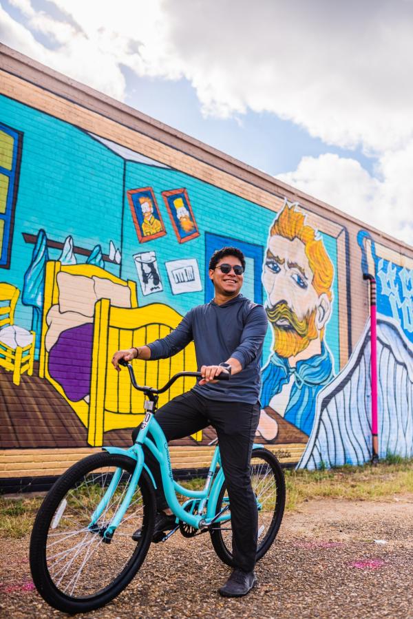 Bike Downtown Lake Charles with Mural